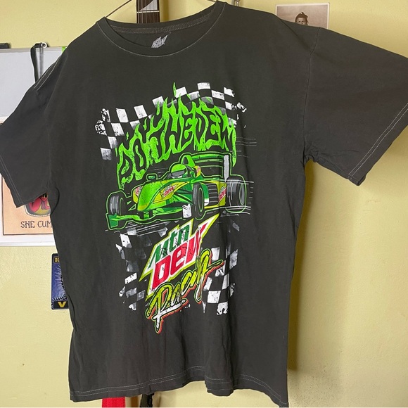 NEW Mountain Dew Metal Logo T-Shirt Vintage Cotton Tee Vintage Style Racing L - Picture 7 of 7